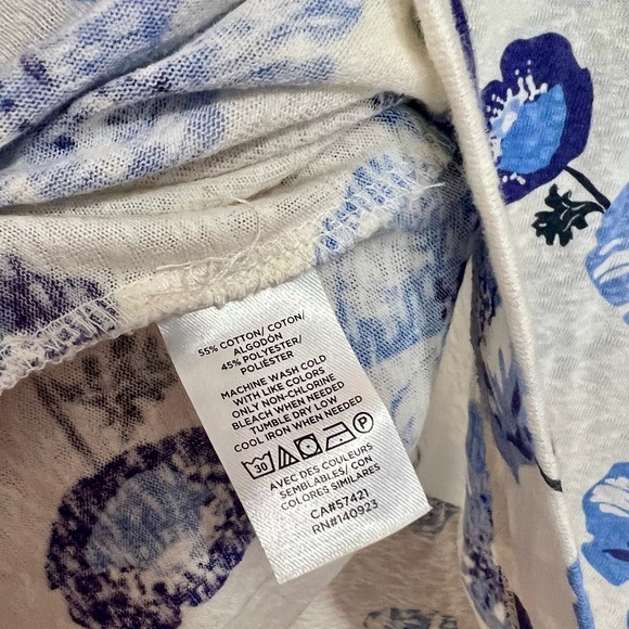 LOFT Blue Floral Print Top - Picture 3 of 5